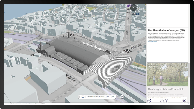  DIPAS Touchtable mit 3D-Darstellung des Hamburger Hauptbahnhofs