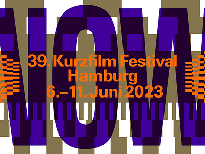  Das Logo vom 39. Kurzfilmfestival Hamburg wird in Orange und Lila abgebildet.