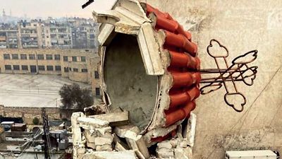  Zerstörter Kirchturm in Syrien