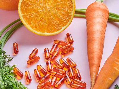  Orangen, Karotten und Vitamin D Tabletten