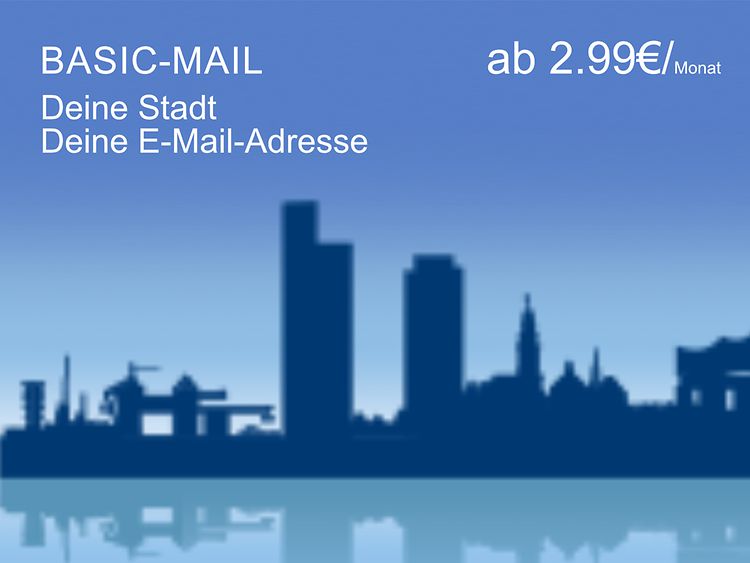 Skyline von Hamburg mit Button im Vordergrund - Basic Mail
