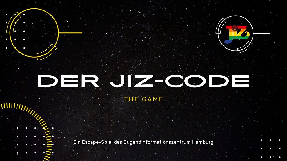  Weißer Schriftzug "Der JIZ-Code" auf schwarzem Hintergrund.