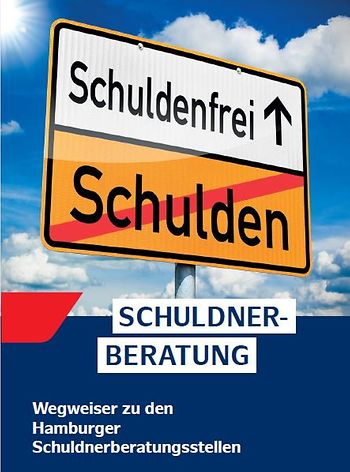 Titelseite des Faltblattes Wegweiser zu den Hamburger Schuldnerberatungsstellen