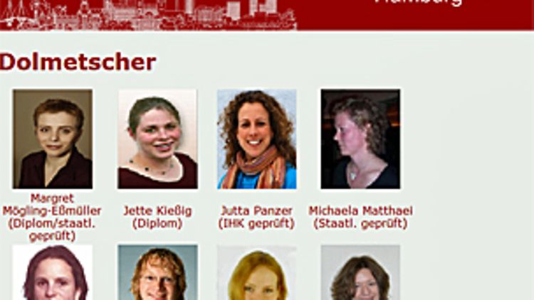  Screenshot der Internetseite der Dolmetschervermittlung Hamburg