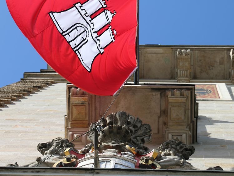  Rathaus mit Hamburg Flagge