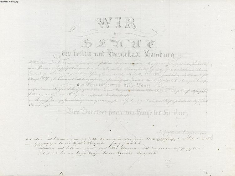  Der Ehrenbürgerbrief von Georg Michael Gramlich.