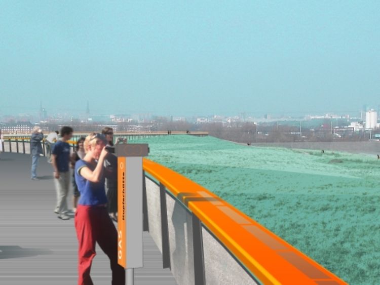  Eine futuristische Darstellung des Horizontweges auf dem Energieberg der im Rahmen des Projektes: "Von der Giftmülldeponie zum Energieberg Georgswerder" entstehen soll