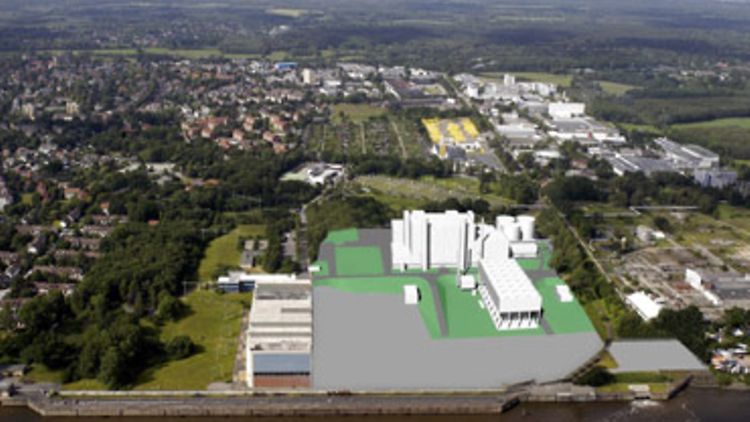 Simulation des geplanten Gaskraftwerks am Standort Wedel.
