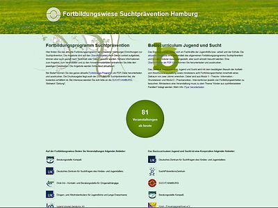  Screenshot der Internetseite Suchtprävention Hamburg