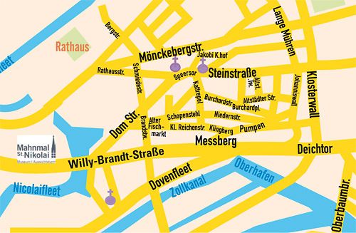 Karte Innenstadt zum szenischen Rundgang Hauptkirchen