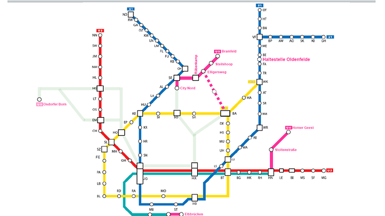 Übersicht U-Bahn-Netzausbau bis 2027