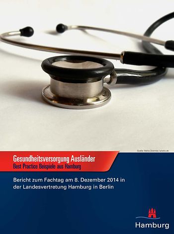 Stethoskop - Titelseite der Broschüre "Gesundheitsversorgung Ausländer"