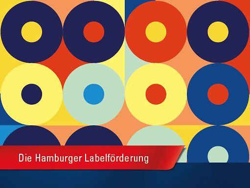 Buntes Coverbild des Flyers zur Hamburger Labelförderung