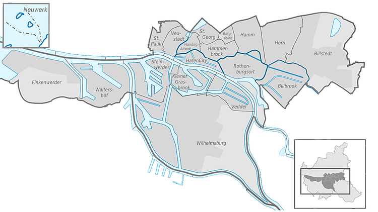 Karte der Stadtteile im Bezirk Hamburg-Mitte