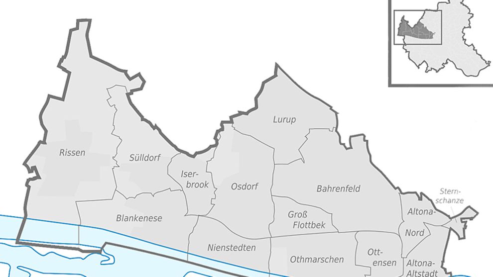 Karte der Stadtteile im Bezirk Altona