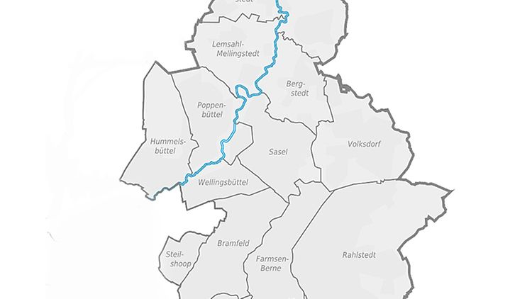  Karte der Stadtteile im Bezirk Wandsbek