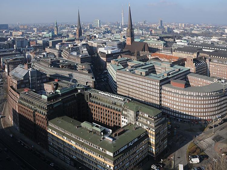  Luftaufnahme des Hamburger Kontorhausviertels