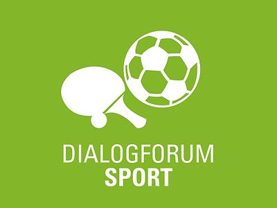  Piktogramm des Dialogforum "Sport", ein Fußball und ein Tischtennisschläger.