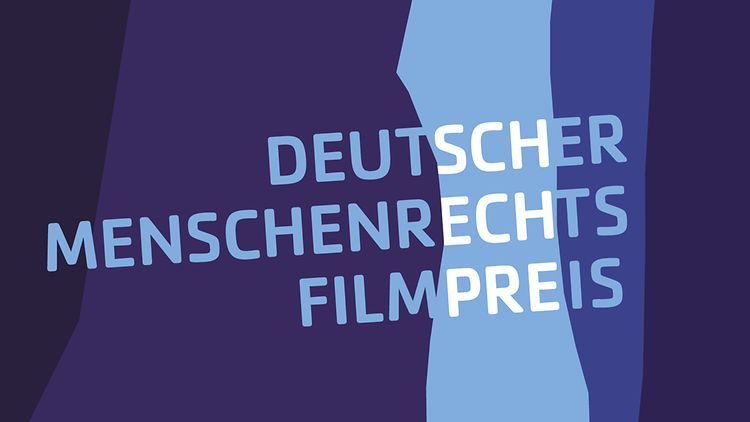  Text "Deutscher Menschenrechts Filmpreis", Hintergrund grafische Elemente